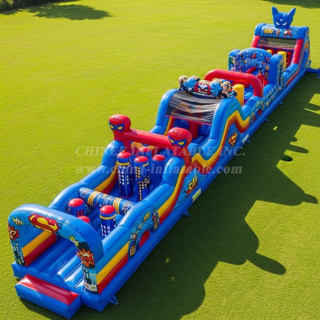 T7-4378 Superhero Theme Inflatable Obstacle Course