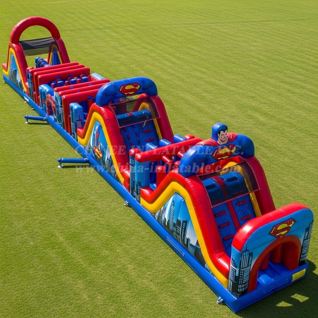 T7-4383 Superman Theme Inflatable Obstacle Course