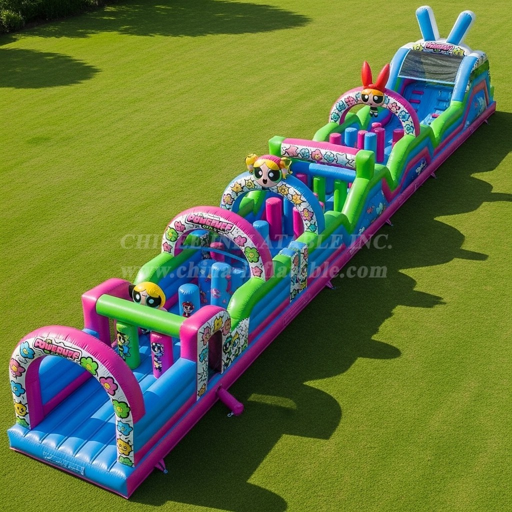 T7-4412 The Powerpuff Girls Theme Inflatable Obstacle Course