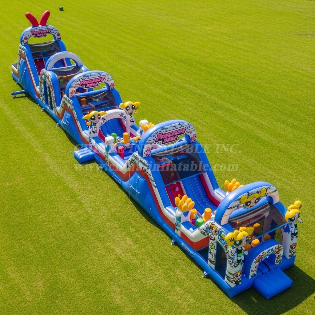 T7-4413 The Powerpuff Girls Theme Inflatable Obstacle Course