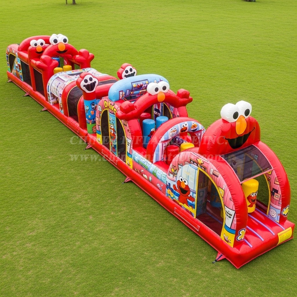 T7-4427 Tickle Me Elmo Theme Inflatable Obstacle Course