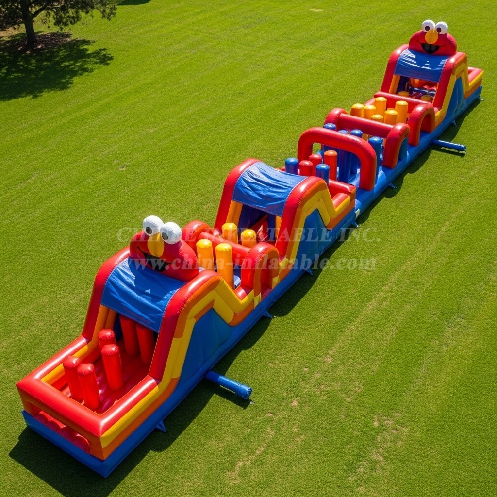 T7-4428 Tickle Me Elmo Theme Inflatable Obstacle Course