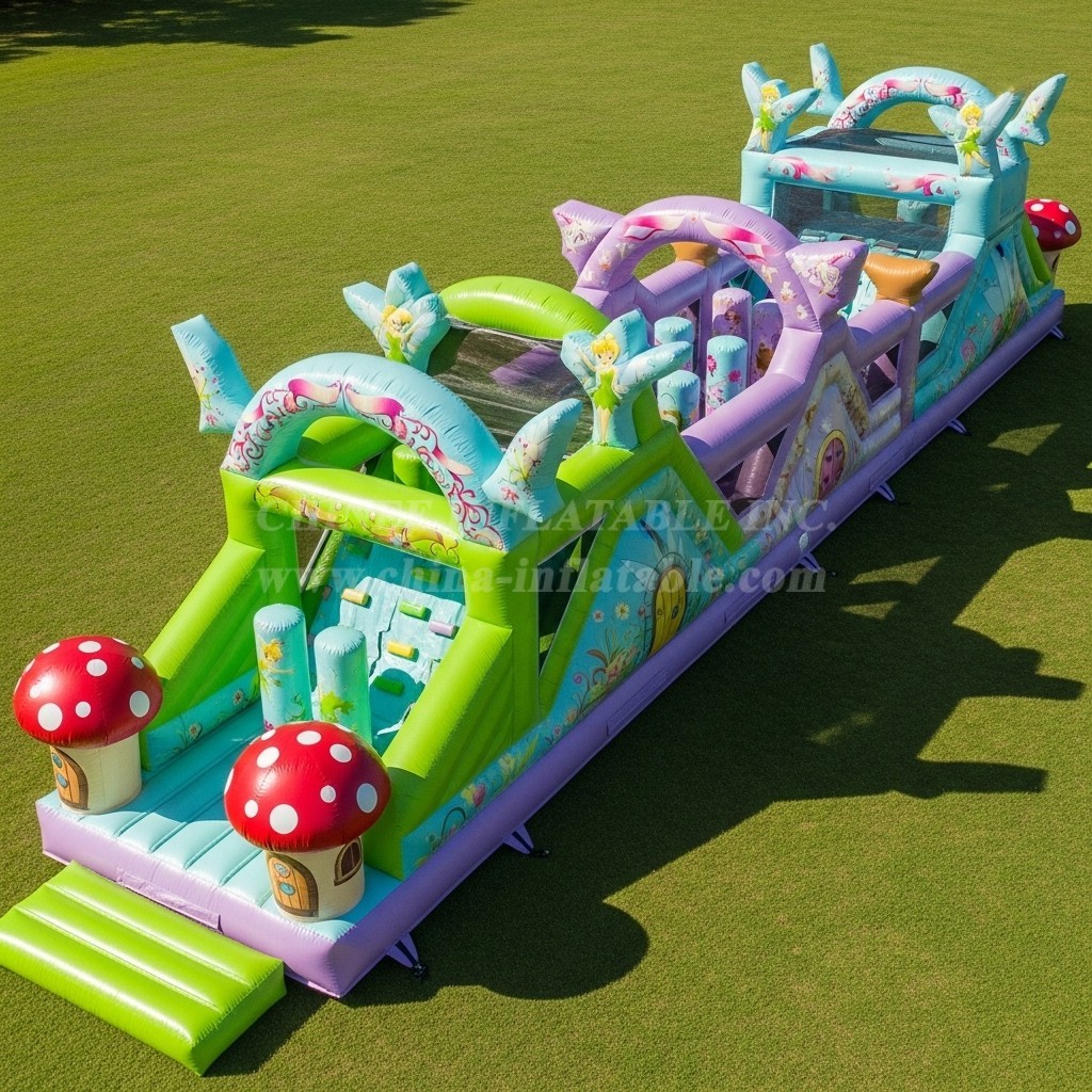 T7-4435 Tinker Bell Theme Inflatable Obstacle Course