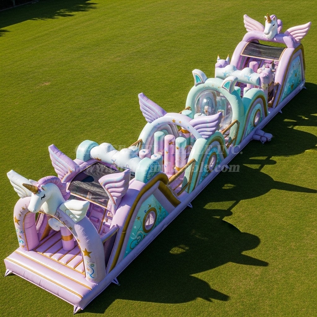 T7-4456 Unicorn Theme Inflatable Obstacle Course
