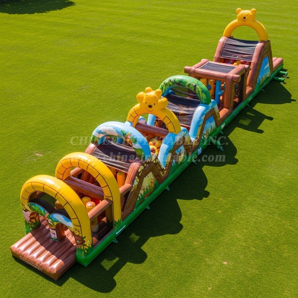 T7-4462 Winnie the Pooh Theme Inflatable Obstacle Course