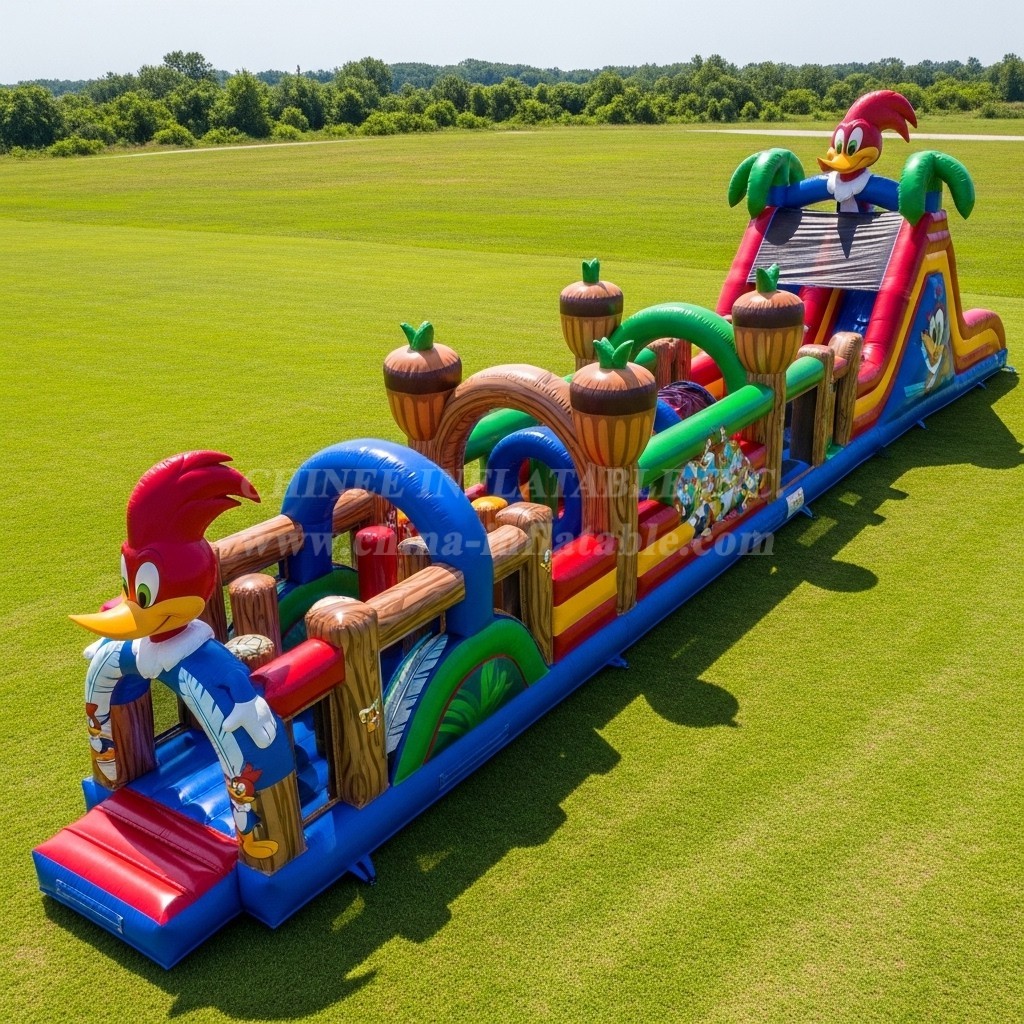 T7-4466 Woody Woodpecker Theme Inflatable Obstacle Course