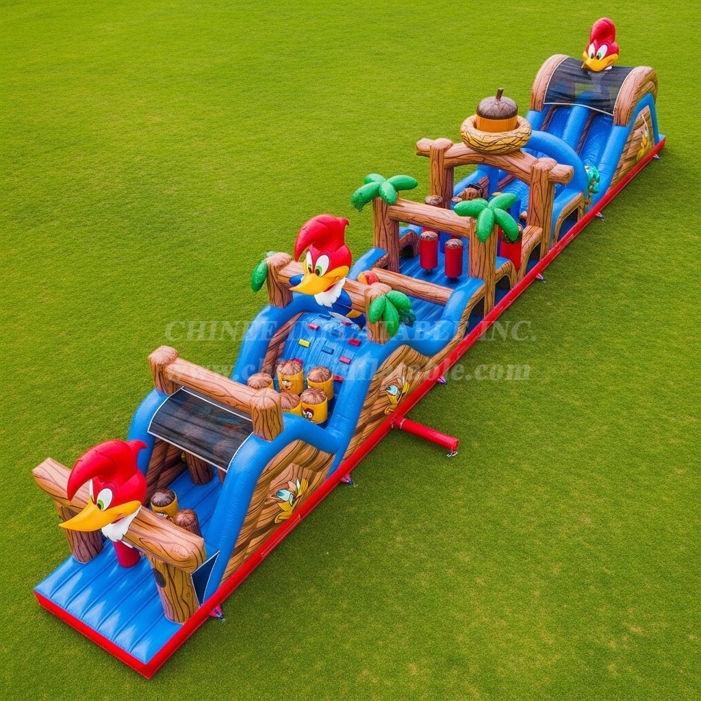 T7-4467 Woody Woodpecker Theme Inflatable Obstacle Course