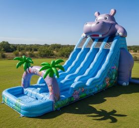 T8-5414 Hippo Theme Inflatable Water Slide