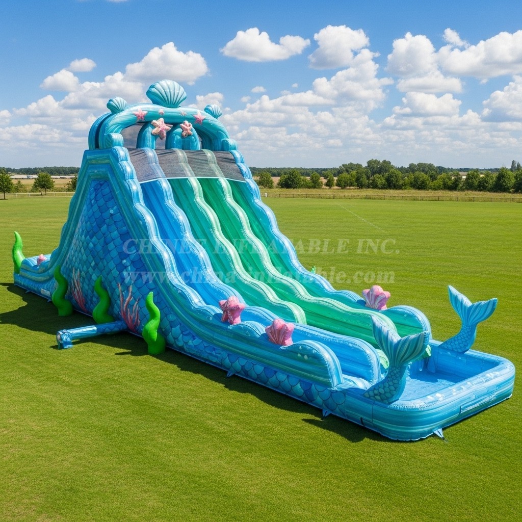 T8-5420 Mermaid Theme Inflatable Water Slide