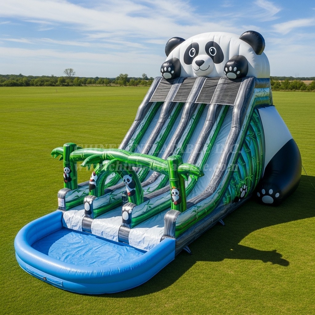 T8-5423 Panda Theme Inflatable Water Slide