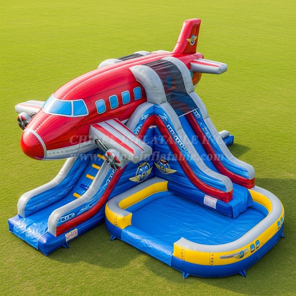 T8-5435 Airplane Theme Inflatable Water Slide