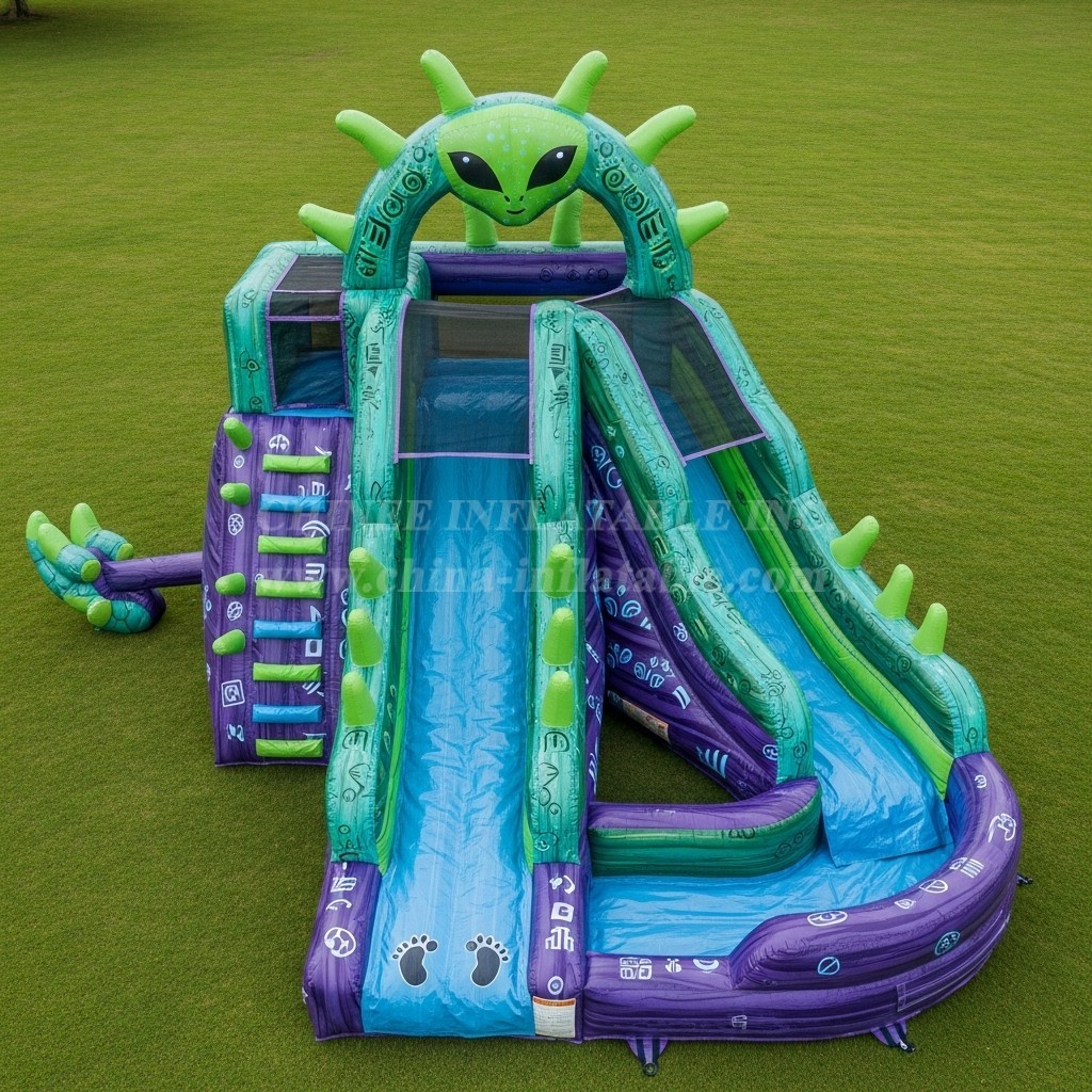 T8-5438 Alien Theme Inflatable Water Slide