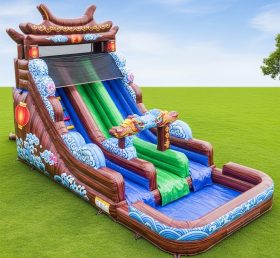 T8-5490 Chinese Style Theme Inflatable Water Slide