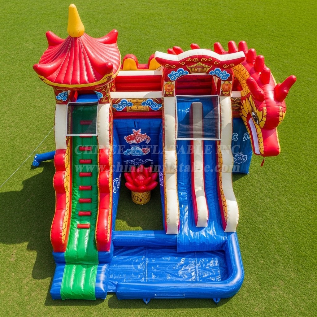 T8-5491 Chinese Style Theme Inflatable Water Slide