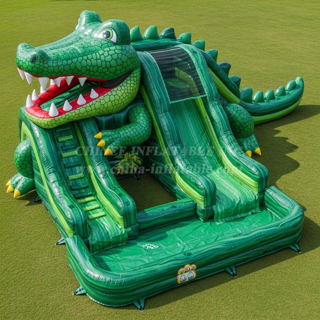 T8-5518 Crocodile Theme Inflatable Water Slide