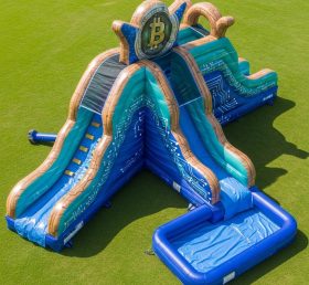 T8-5525 Cryptocurrency Theme Inflatable Water Slide