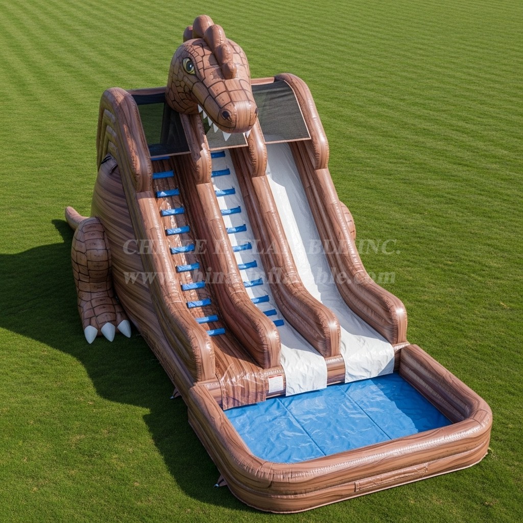 T8-5527 Dinosaur Theme Inflatable Water Slide