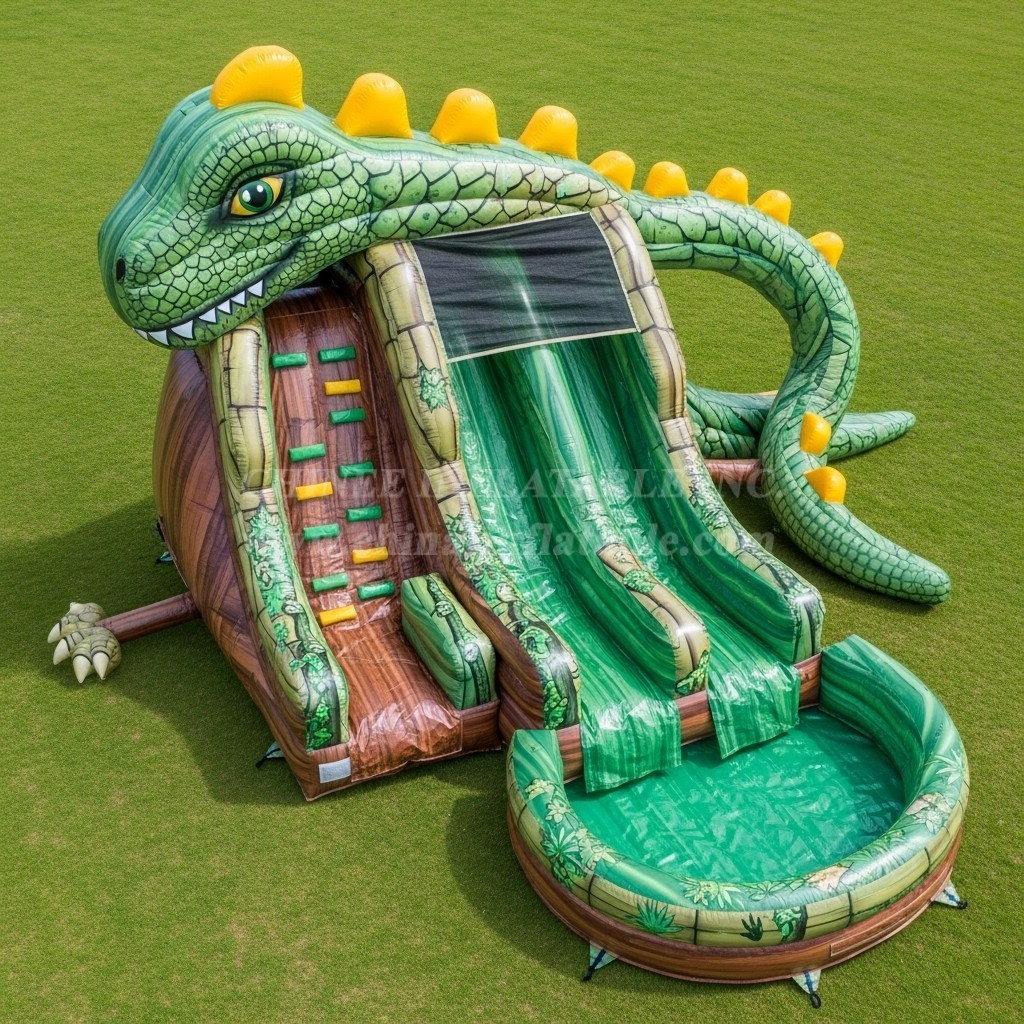 T8-5532 Dinosaur Theme Inflatable Water Slide