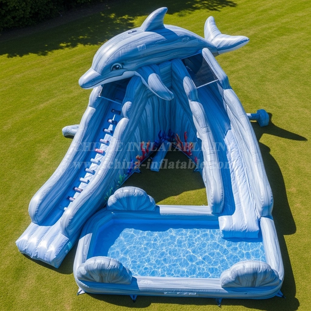 T8-5542 Dolphin Theme Inflatable Water Slide