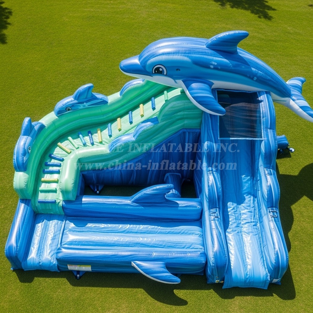 T8-5543 Dolphin Theme Inflatable Water Slide