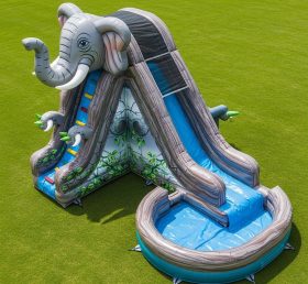 T8-5574 Elephant Theme Inflatable Water Slide