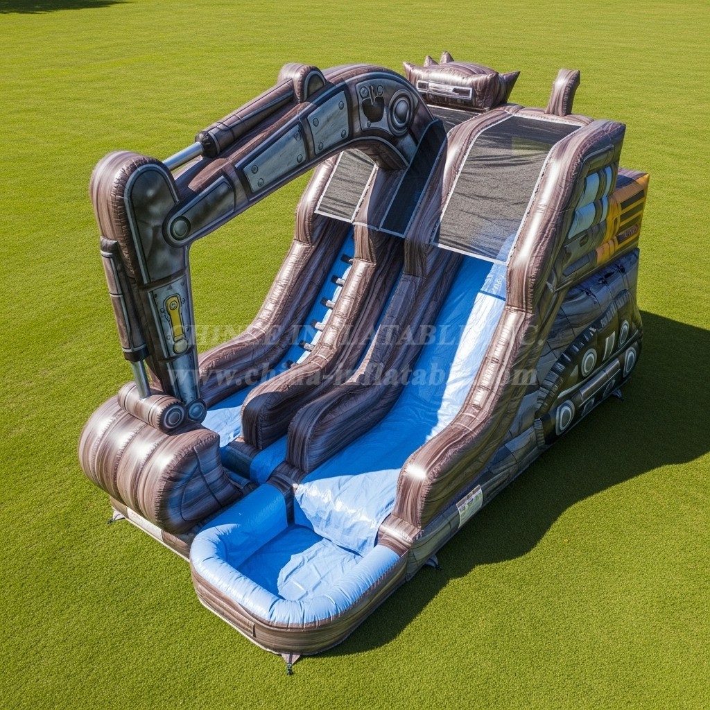 T8-5575 Excavator Theme Inflatable Water Slide