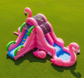 T8-5593 Flamingo Theme Inflatable Water Slide