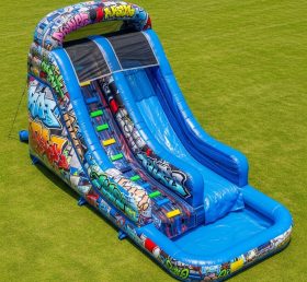 T8-5617 Graffiti Theme Inflatable Water Slide