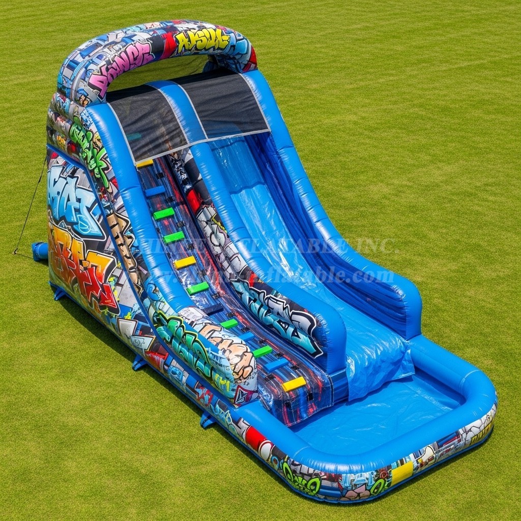 T8-5617 Graffiti Theme Inflatable Water Slide