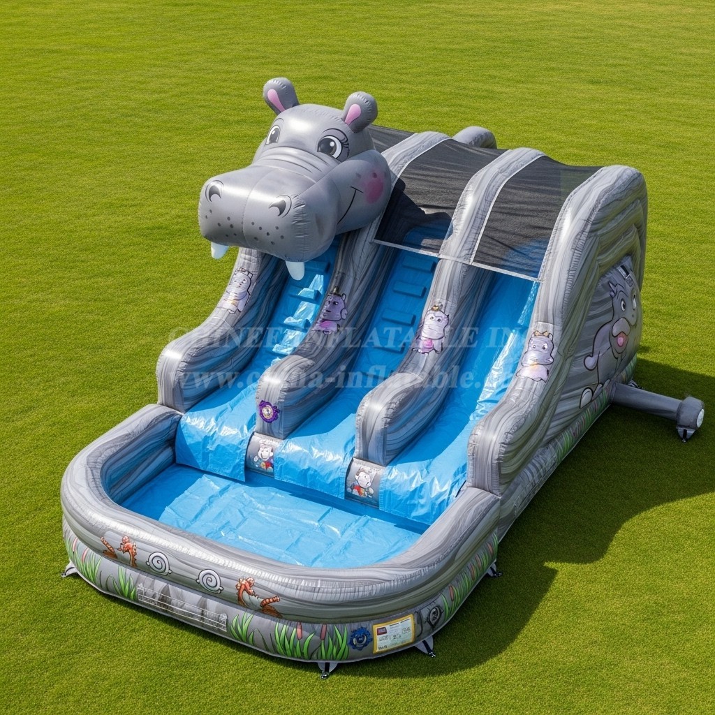 T8-5626 Hippo Theme Inflatable Water Slide