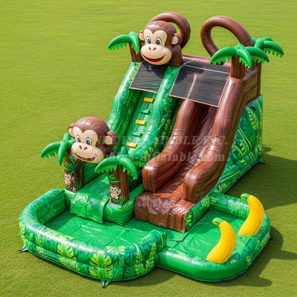 T8-5691 Monkey Theme Inflatable Water Slide