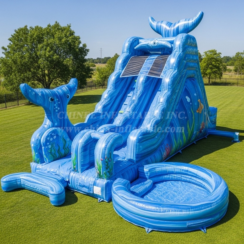 T8-5703 Ocean Theme Inflatable Water Slide