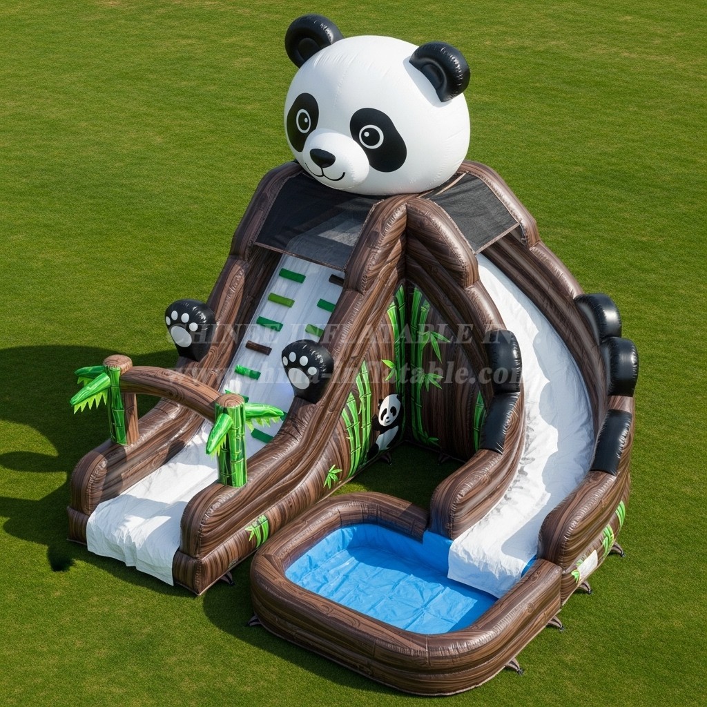 T8-5726 Panda Theme Inflatable Water Slide