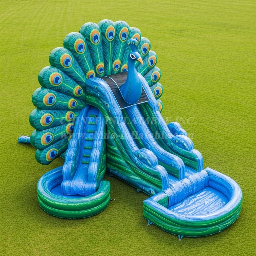 T8-5736 Peacock Theme Inflatable Water Slide