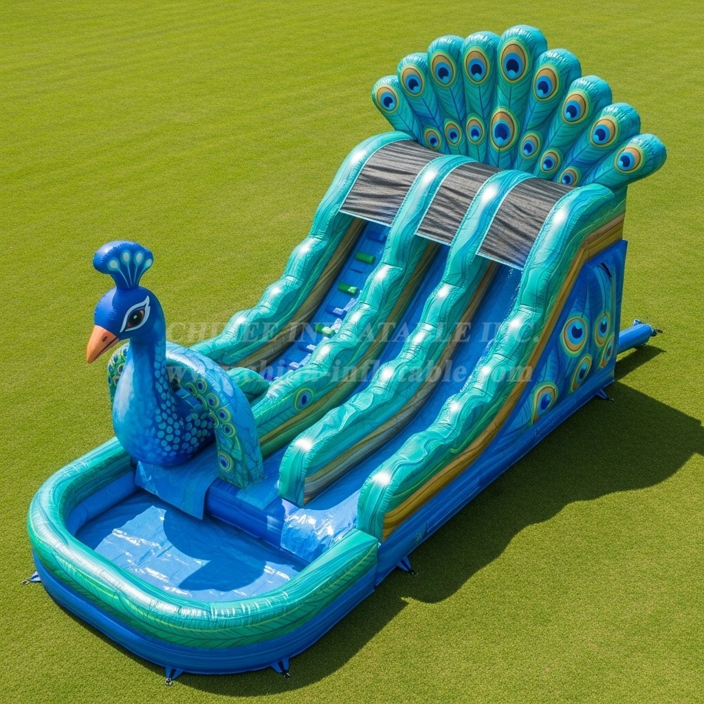 T8-5738 Peacock Theme Inflatable Water Slide