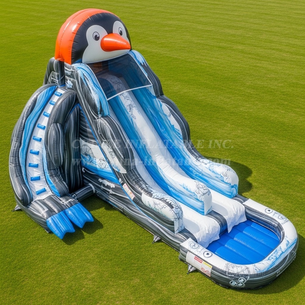 T8-5745 Penguin Theme Inflatable Water Slide