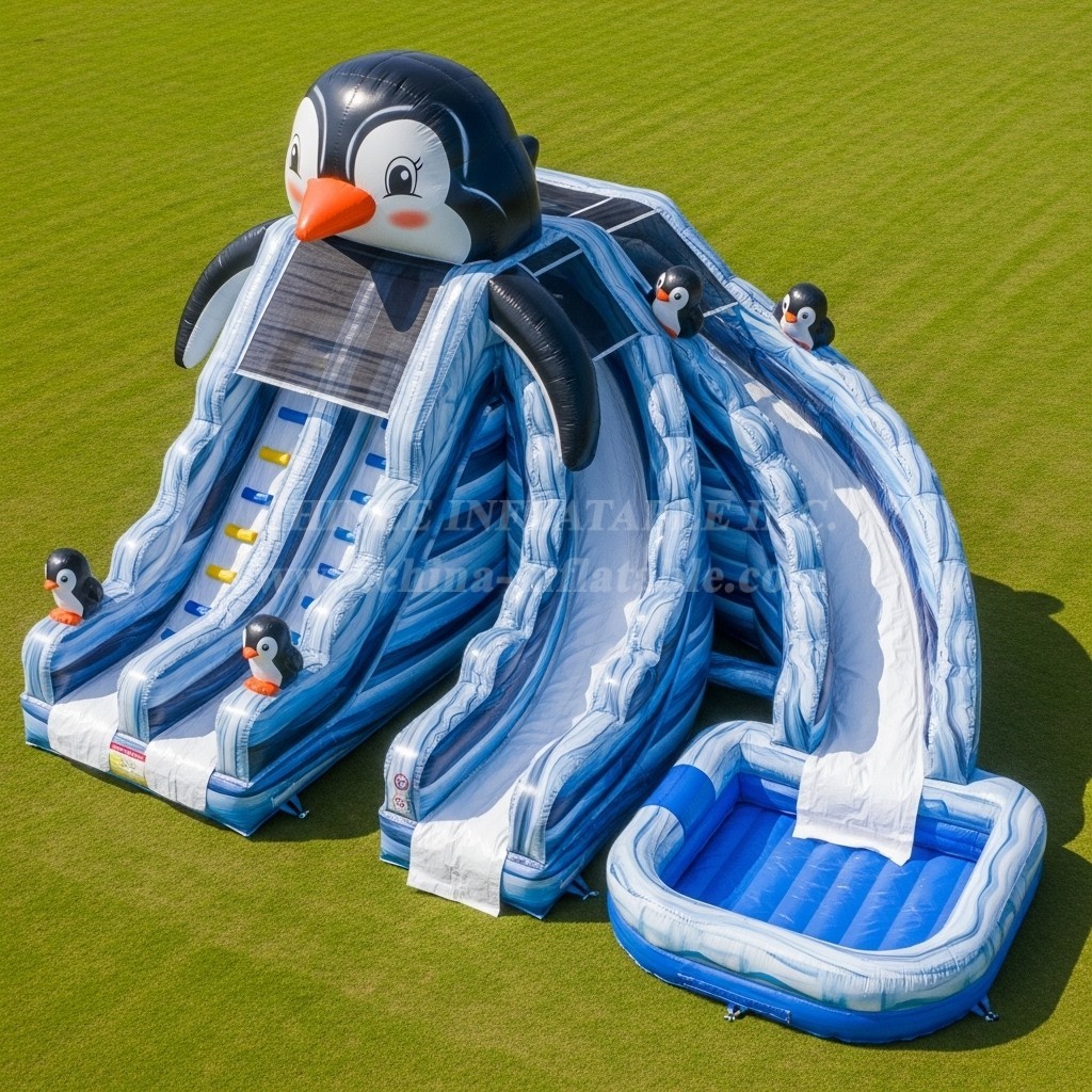 T8-5746 Penguin Theme Inflatable Water Slide