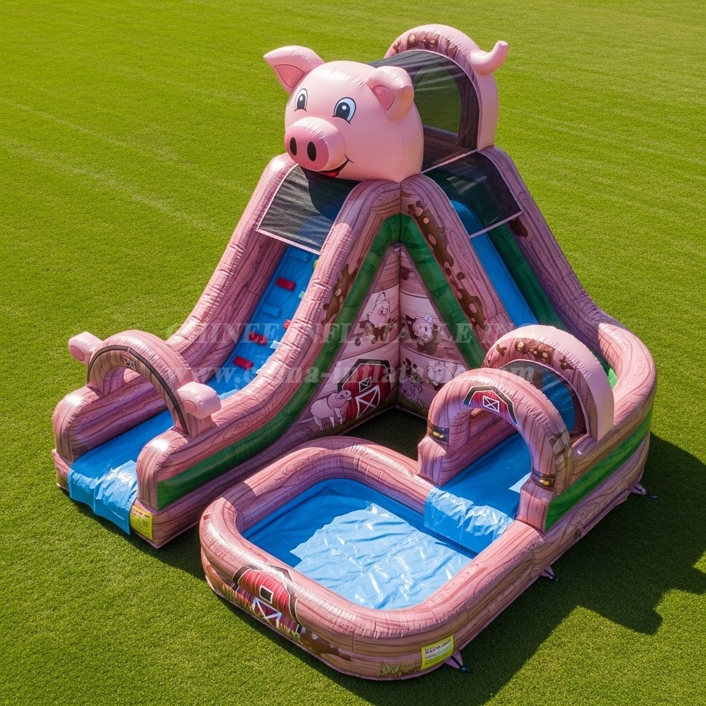 T8-5749 Pig Theme Inflatable Water Slide