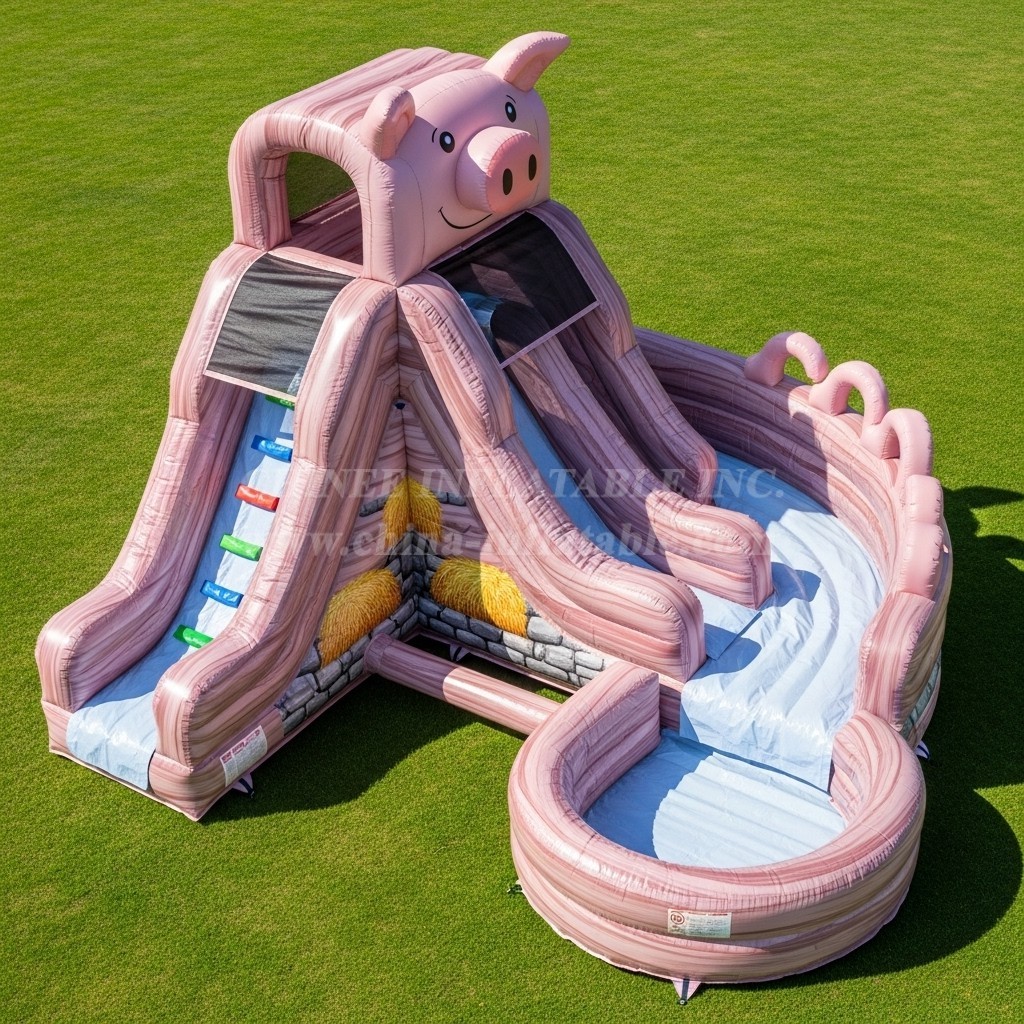 T8-5751 Pig Theme Inflatable Water Slide