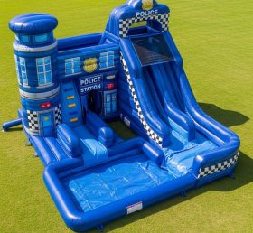 T8-5764 Police Station Theme Inflatable Water Slide