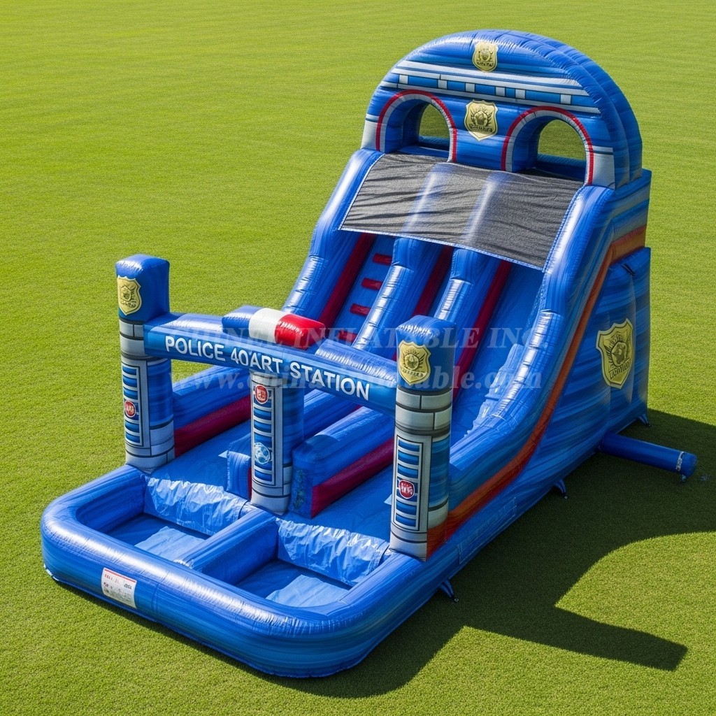 T8-5767 Police Station Theme Inflatable Water Slide