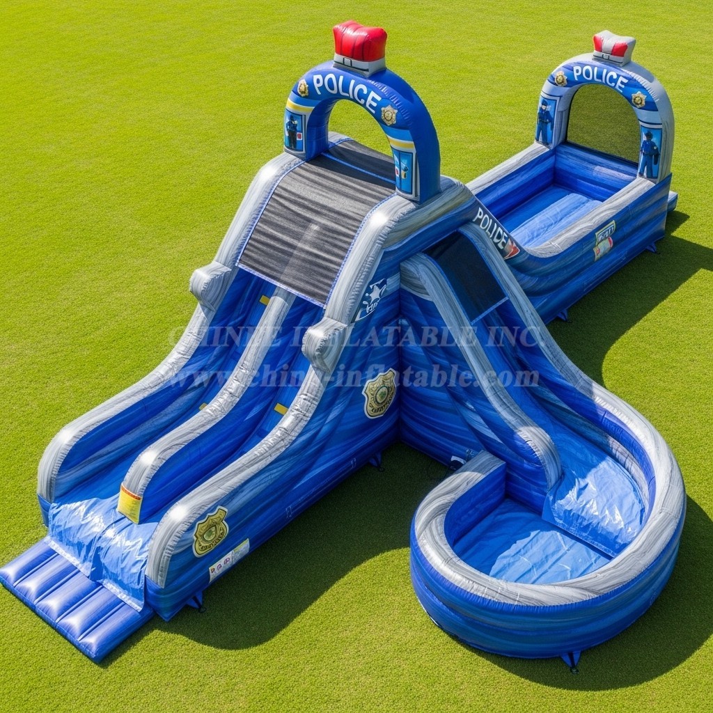 T8-5768 Police Station Theme Inflatable Water Slide