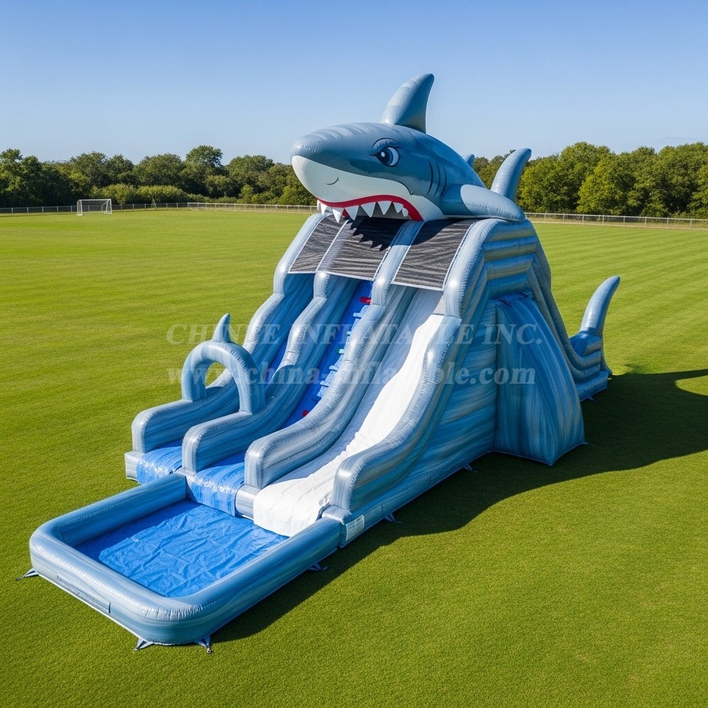 T8-5798 Shark Theme Inflatable Water Slide