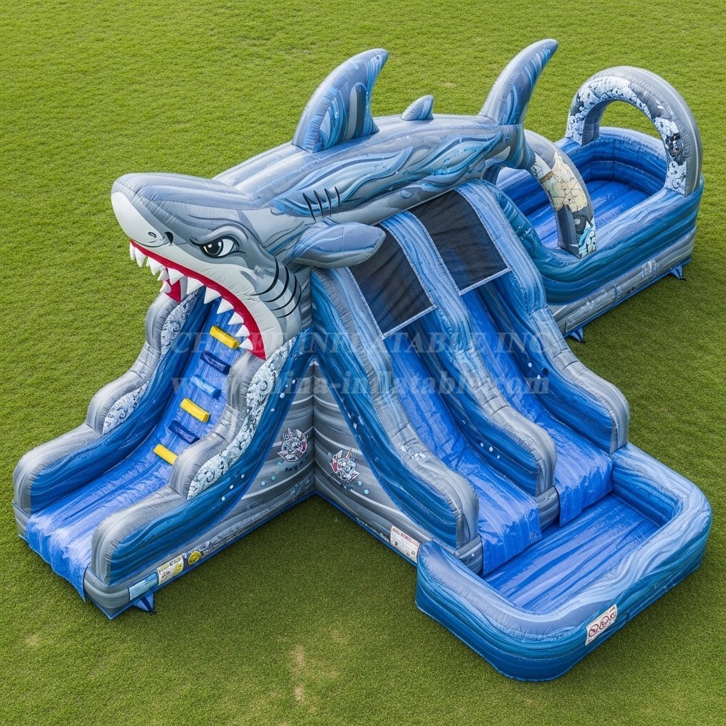 T8-5801 Shark Theme Inflatable Water Slide