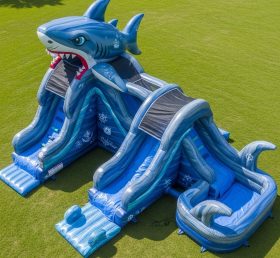 T8-5802 Shark Theme Inflatable Water Slide