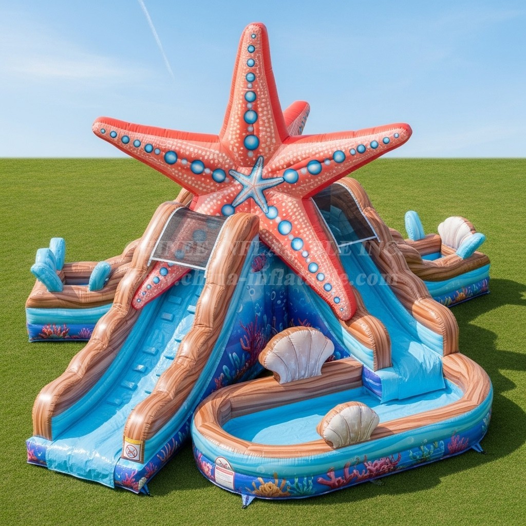 T8-5823 Starfish Theme Inflatable Water Slide