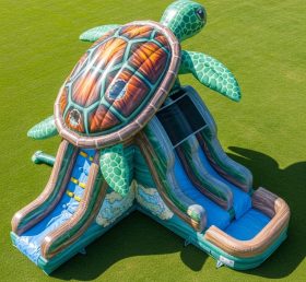 T8-5852 Turtle Theme Inflatable Water Slide