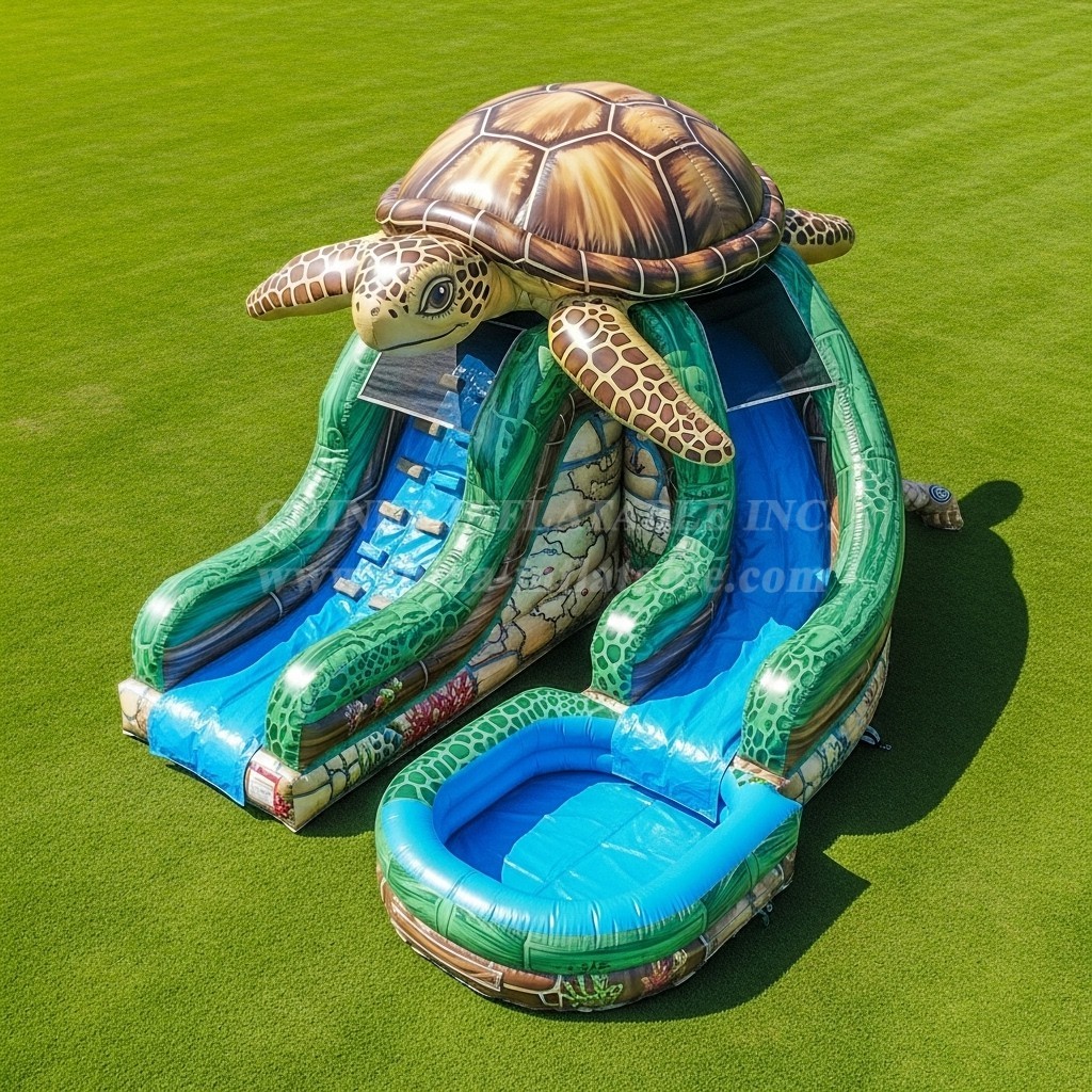 T8-5855 Turtle Theme Inflatable Water Slide