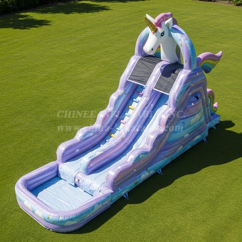 T8-5858 Unicorn Theme Inflatable Water Slide