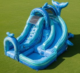 T8-5871 Whale Theme Inflatable Water Slide